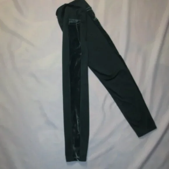 PINK womens LEGGINGS athletic GREEN high-rise COZY velour stripes SIZE M - Picture 9 of 10